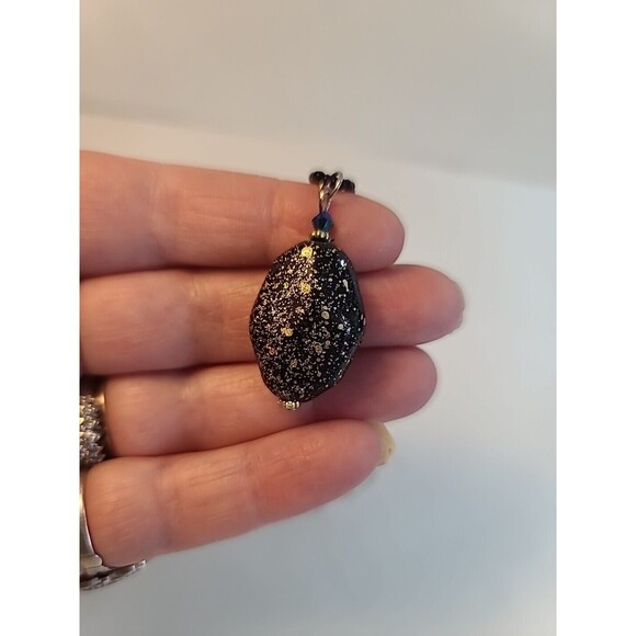 Vintage Matching  14" Necklace And Earring Set Gold Black Beaded - Picture 7 of 7